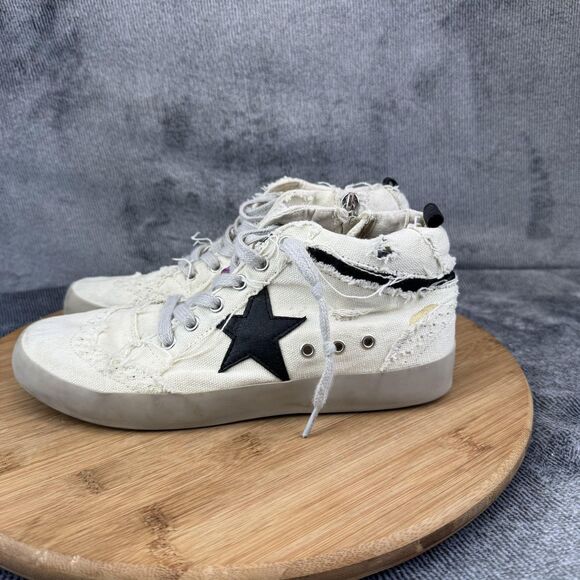 SHU SHOP Paulina Shoes Youth Size 4 White Black Star High Top Zip Distressed - Picture 4 of 11